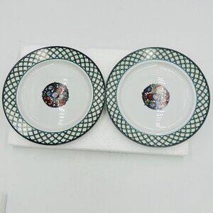 Dansk Nordic Garden Porcelain 9” Salad Plates Trellis Floral Set of 2